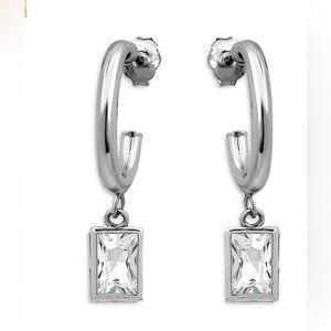 Aqua Silver Hoop Earrings
